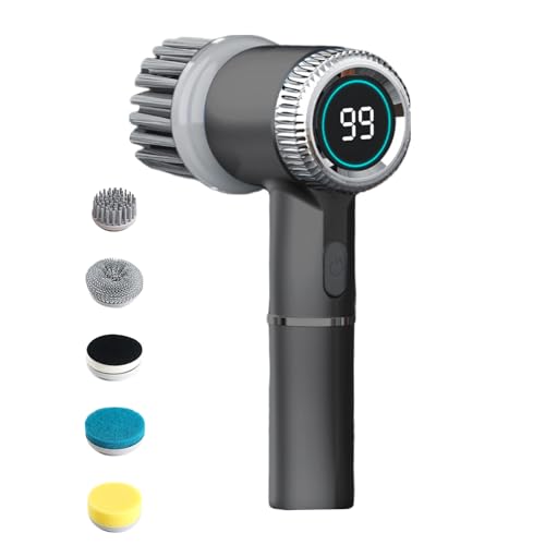 Depurador Eléctrico - 5 Cabezas Intercambiables, Diseño Compacto Ligero, Scrubber Apagado Más Velocidad, Cepillo De Limpieza Recargable Portátil | Herramienta De Hogar Para La Bañera D