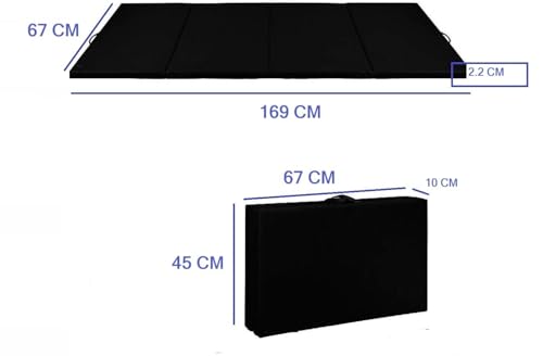 Image of Redant Exercise Yoga Mat Gymnastics Training Tumbling High Destiny Foam Foldable 72 x 24x 12 mm Foldable Traveling mat Yoga Mat for Men & Women 12 MM Thick Mat (Black)