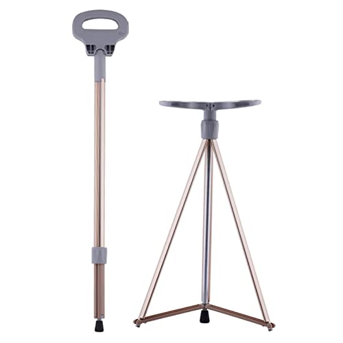 Sedile pieghevole per bastone, sedia per stampella regolabile in altezza con luce LED, sedile per bastone da passeggio in lega di alluminio antiscivolo, per anziani, disabili all'aperto, in attesa, in