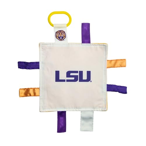 Image of Louisiana State University Crinkle Learning Lovey Sensory Plush Blanket - Tag Toys for Babies - Baby Stroller Toys - Sports Team Pride MVP Registry Gift w /Stroller Clip (8 x 8 Tag Toy)