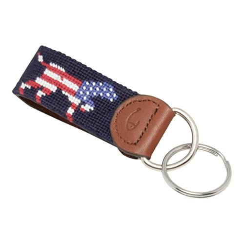 Image of Leather Hand-Stitched Needlepoint Key Fob or Key Chain