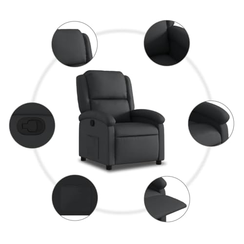 Sillón Reclinable Cuero Negro miniatura 6
