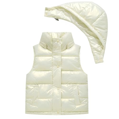Kids Boys Girls Puffer Vest with Detachable Hooded Windproof Sleeveless Jacket Outwear with Pockets