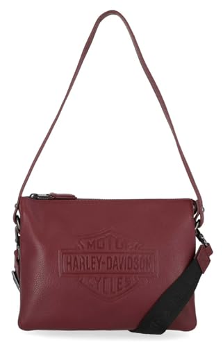Harley-Davidson Women's Rebel Pebble Bar & Shield Crossbody Bag – Oxblood