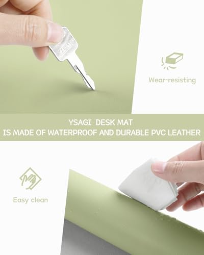 Image of YSAGi Non-Slip Leather Desk Pad, Waterproof Laptop Computer Desk Keyboard Mat, Table Protector Blotter Mat, Large Mouse Pad for Office /Work /Home /Decor(Matcha Green, 31.5 inch x 15.7 inch)