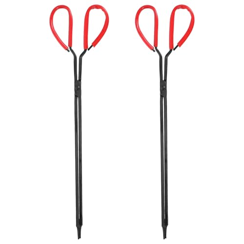 OUNONA 2pcs 45cm Long Handle Metal Trash Pickers Garbage Tongs Grabber Tool for Outdoor Litter Collection, Fire Pit, Campfire, and Industrial Waste Cleanup