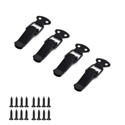 Latch Black Toggle Latch Steel Spring Loaded Toggle Latch Black Catch Hasp Clamp Clip Lock with for Cabinet Wooden Case Box(4 Pcs)
