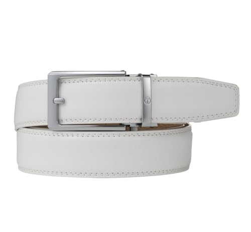 Image of Tonywell Men's Leather Ratchet Belt, 1 3 /8 inch Adjustable Dress Belt, Trim to Fit