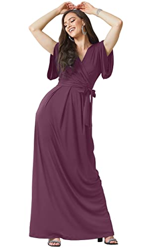 Image of KOH KOH Womens Long Pleated Flowy Modest Evening Wedding Guest Maxi Dress