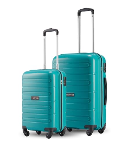 Image of SNITCH Loop 2Pc Set Teal Polypropylene Hard Travel Suitcase - Trolley Bag Set of 2 & Luggage with 4 Wheels, Secure Lock & Free Shoe Bag