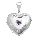 Ellie Rose London Silver Heart Shaped Amethyst Locket G6901