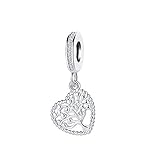 Luluadorn Love Family Tree Charm for Bracelets Heart Dangle Clear CZ Girl Women Friends Sister Mom B