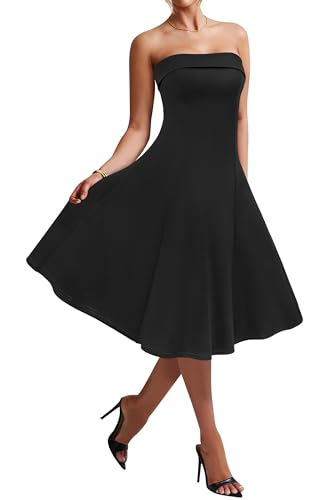 Newshows Womens Cocktail Dress Strapless Tube Formal Wedding Guest Prom Party Dress