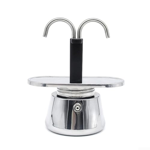2 tazas 100 ml acero inoxidable estufa superior Moka Pot doble cabeza moca cafetera para rápida preparación de café