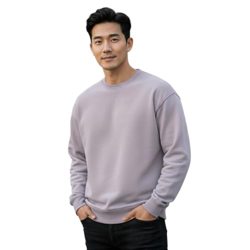 Image of Men's Crew Neck Sweatshirt, Long Sleeve, Casual Pullover, Multiple Colors Available