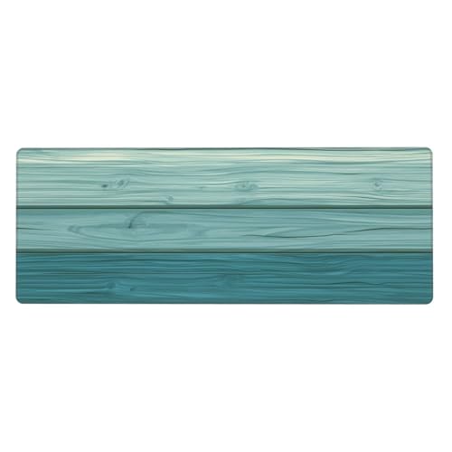 Tapis de souris de jeu grain de bois cyan avec bords cousus premium