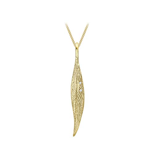 Chaîne Curb et Pendentif Feuille CZ Carissima en Or 9ct pour Votre Style Quotidien