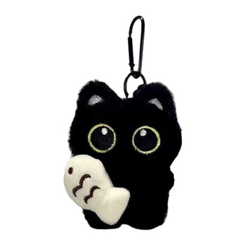 Cat Keychain Plush | Mignon, noir, doux, mini, moelleux | Charme, pendentif, accessoire | Adorable décoration de sacs | Sac à main, portefeuilles, voiture,...