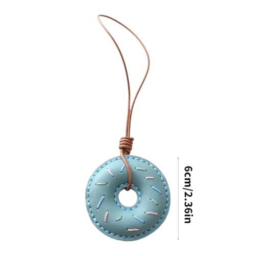 XAGMODSHN Stylish PU Leather Doughnuts Keychain/Lanyard Accessory Cartoon Bag Pendant Decorative Keyring Charm for Daily Use