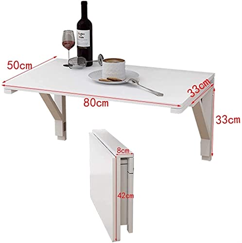 Table murale pliante cuisine bureau flottant blanc gain de place - 4