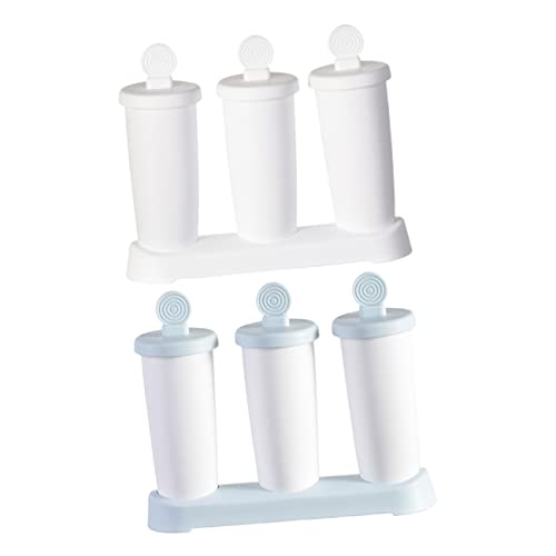 VINTORKY 2pcs Popsicle Mold DIY Ice Cream Maker for Homemade Lollipop Shapes Blue White for Ice Pudding Jelly and Crafts Easy to and Use