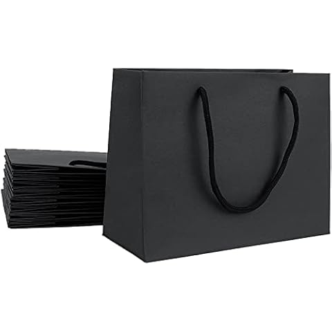 WAIZHIUA 12Pcs Black Kraft Paper Gift Bags Cover