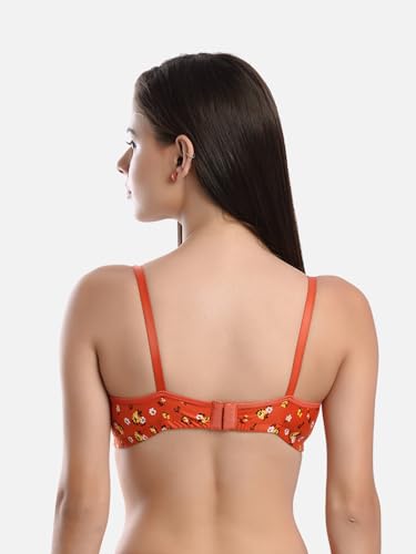 Image of FIMS - Fashion is my style Women Cotton Blend Floral Lightly Padded Bra Non-Wired Full Coverage Multicolor Cup- B