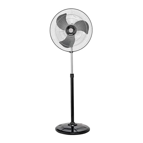 Image of Almonard Aerostar Metal Pedestal Fan 450mm | High Speed | Full Copper Winding Motor | with Overheat Protection | Aerodynamic Blades | 3 Speed | Adjustable Height Standing Fan | 2 Year Warranty | Black