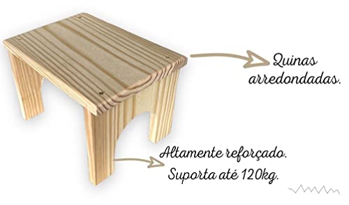 Banco Rustico Banquinho De Madeira Pinus Banquinho Pequeno para manicure, pedicure, crianças ou pesc