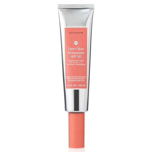 Naturium Dew-Glow Moisturizer SPF 50 PA++++ Jumbo Daily Moisturizing Sunscreen & Face Primer Skin Protector with Dewy Finish 3.4 oz