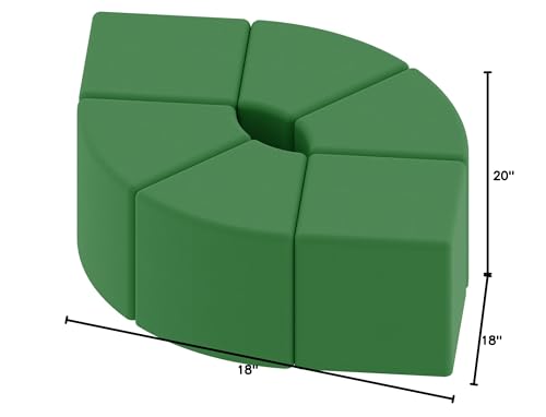 Image of Sprogs 18 inch H Structured Cube Stool -Flexible Modular Collaborative Soft Seating for Office, Home, Lounge and School Classrooms with Durable Frame & Set of 2 inch Casters Add-on -Green