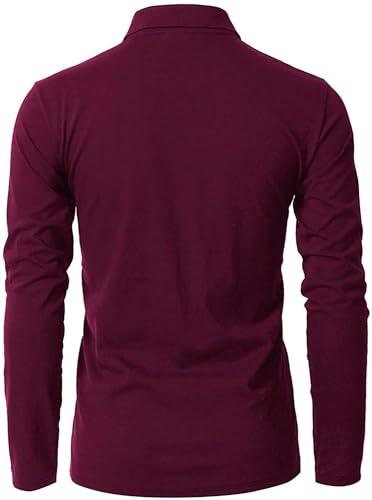 VMSUCIJ Polo Manga Larga Hombre Algodón Jirafa Bordado Shirt Clásico Golf Tenis Camiseta con Bolsillo,09-Rojo,L - imagen 2