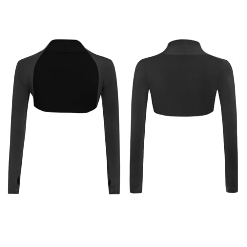 Aislor Kids Girls Ballet Dance Wrap Tops Long Sleeve Open Front Shrug Bolero Cardigan Shawl Wrap Cover Up Dancewear4