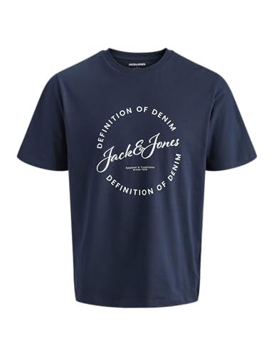 JACK & JONES Jjgrayson tee SS Crew Neck PLS - Talla Grande, Azul Marino, 3XL