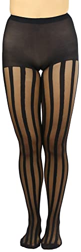 ToBeInStyle Women's Pinstripe Sheer Opaque Striped Tights Vintage Fishnet