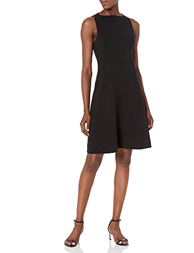 Amazon Brand - Lark & Ro Women s Sleeveless Ballet Neck Fit and Flare Sweater Dress, Black,Large