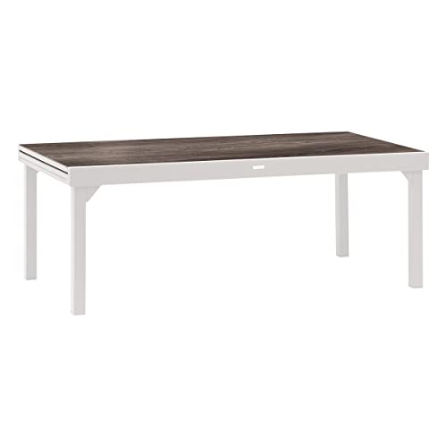 Hespéride Table de Jardin Extensible Piazza Gris Smoke & Blanc