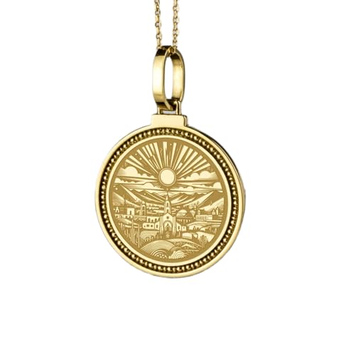 Pendentif rond crâne argent 925 doré LKBEADS avec chaîne de 45 cm