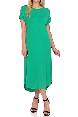 Image of iconic luxe Women's A Line Short Sleeve T Shirt Midi Dress Summer Casual