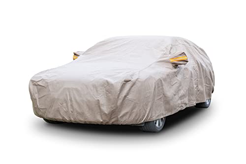Tecoom Thick Shell Car Cover Super Breathable-Waterproof Windproof Snow Sun Rain UV Protective Outdoor All Weather Fit 191-200 Inches Length Sedan