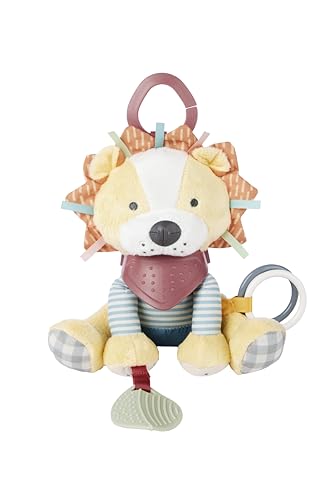 Image of Skip Hop Bandana Buddies Soft Textured Baby Activity and Teething Toy for Multi-Sensory Play with Rattles, Crinkle Sounds, Squeaker and Mirror, Attaches to Stroller and Car Seat, Lion, Age 0+