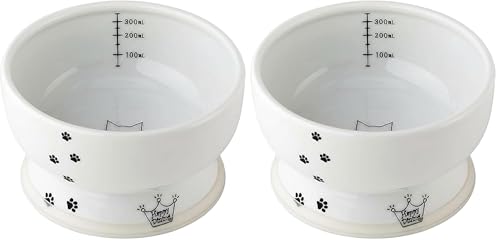 Necoichi Raised Cat Water Bowl, elevated with measurement lines (2-pack)
