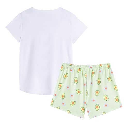 Image of YIJIU Women Short Sleeve Tee and Shorts Pajama Set Cute Alpaca Print Sleepwear