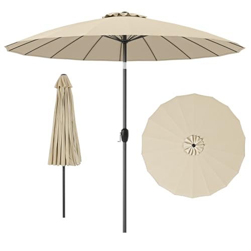 COSTWAY Sonnenschirm 258 cm, Gartenschirm mit Kurbel zum Öffnen/Schließen, beidseitig um 35° knickbar, Terrassenschirm mit 18 Glasfaserrippen und Aluminiumstange, Marktschirm für Garten (Beige) COSTWAY Sonnenschirm 258 cm, Gartenschirm mit Kurbel zum Öffnen/Schließen, beidseitig um 35° knickbar, Terrassenschirm mit 18 Glasfaserrippen und Aluminiumstange, Marktschirm für Garten (Beige)