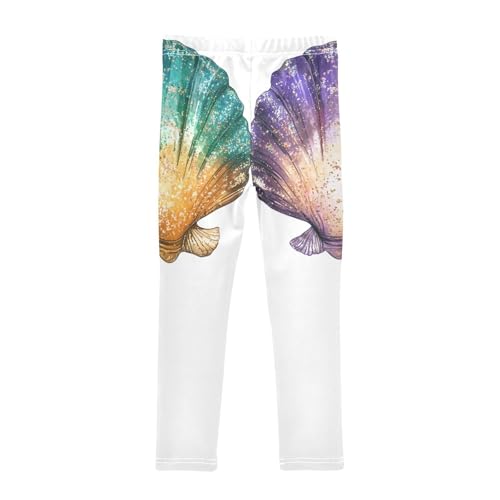 Sea Shell Seashells Colorful Glittering Girls Casual Leggings for Kids Printed Long Pant Bottoms Stretch and Soft2