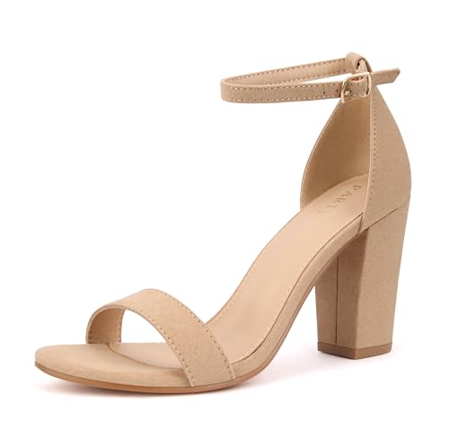 Image of PARTY Women's Chunky Block Heels Open Toe Ankle Strap 3 Inch Heeled Sandals Comfortable for Wedding and Prom