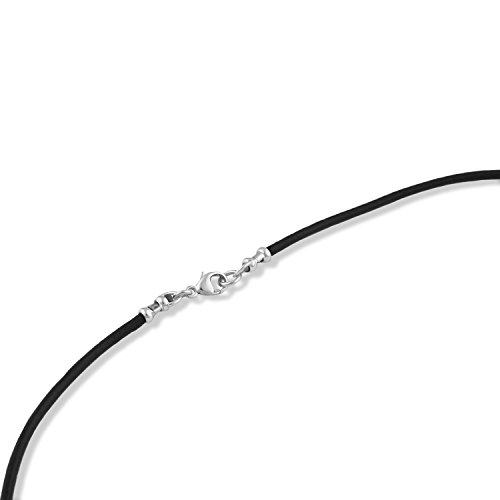 Anel de hematita de cura magnética em colar de cordão de couro de 2 mm com fecho de prata esterlina