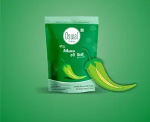 Oswal Athana Hari Mirchi (Green chilli pickle)