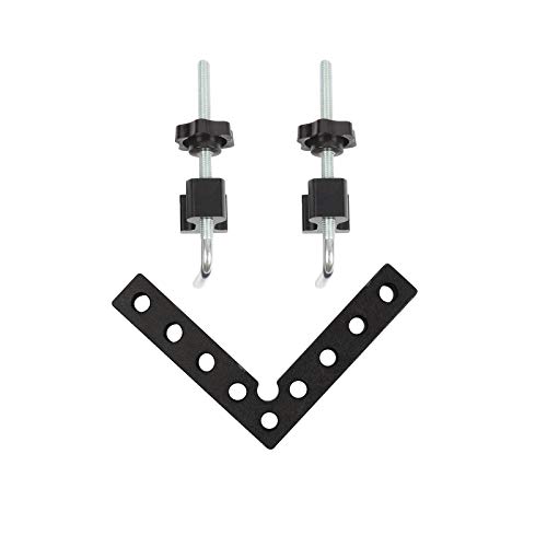 Kipokalor One set of black 100MM Aluminium Alloy 90 Degree positioning squares Right Angle Clamps Woodworking Carpenter tool corner Clamping square for Picture Frame Box Cabinets Drawers(100MM, Black)