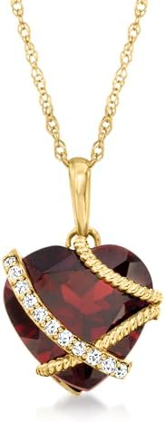 Ross-Simons 3.60 Carat Garnet Heart Pendant Necklace With Diamond...